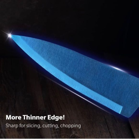 Blue 7 piece Kitchen Knife Sets, Knife Block Stainless Steel with Knives - Picture 3 of 7